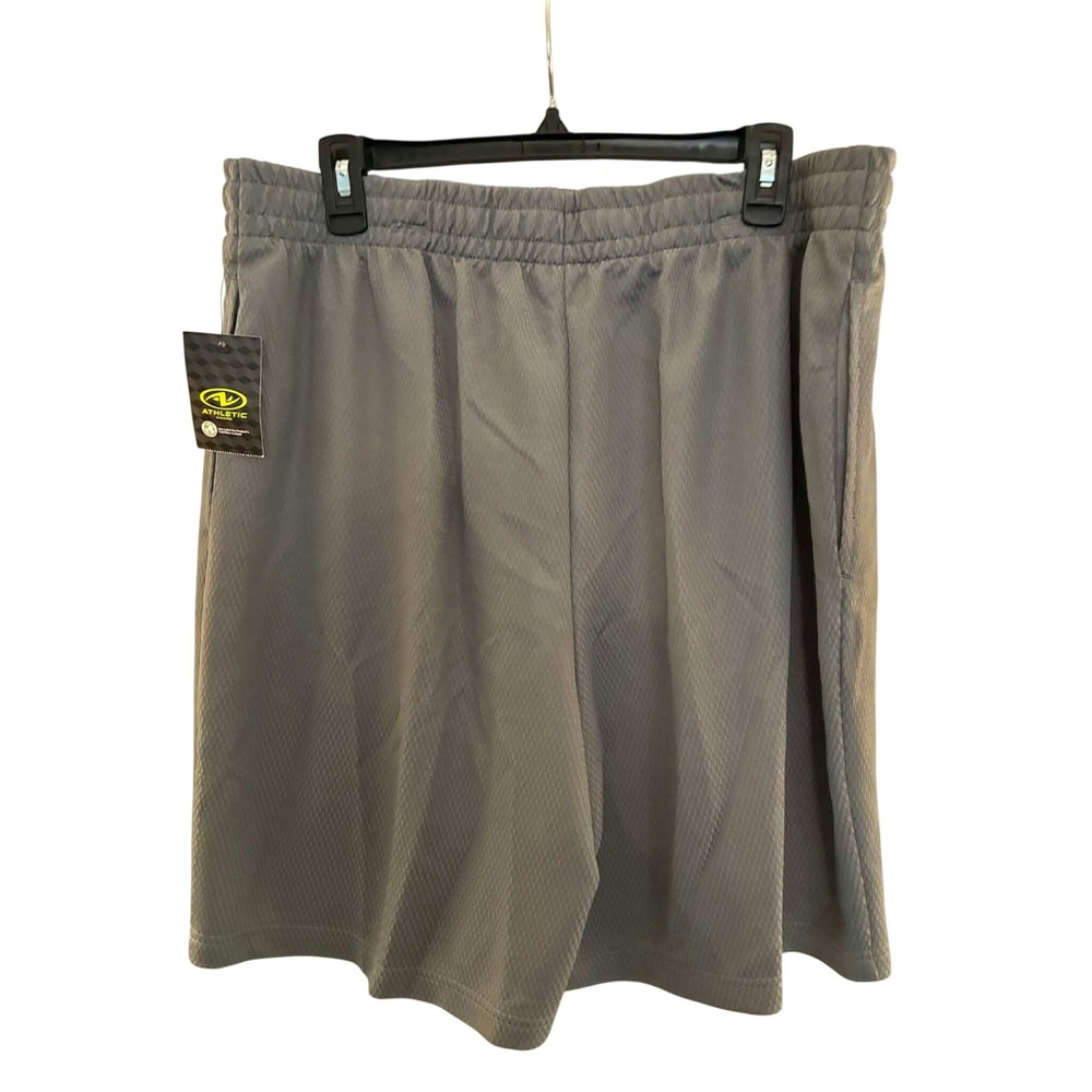 Athletic Works Active Shorts Mens L 36-38 Gray Moisture Wicking Mesh Pocket Gym
